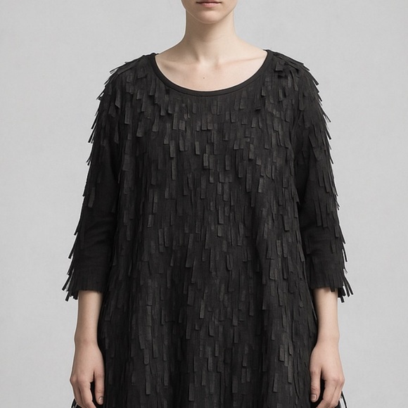Ray Harris London Textured Fringe Sheer Chiffon Tunic Top Avant Garde Gallery - Picture 2 of 7